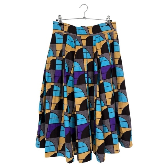 Francis + Benedict Moubarak Art Deco Art to Wear Midi Pleated A-Line Skirt S - Picture 1 of 10